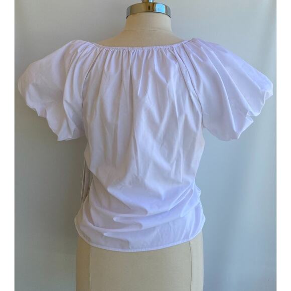NWT Calvin Klein Cotton Puff-Sleeve V-Neck Top Shirt in Women's sz L - Picture 3 of 9